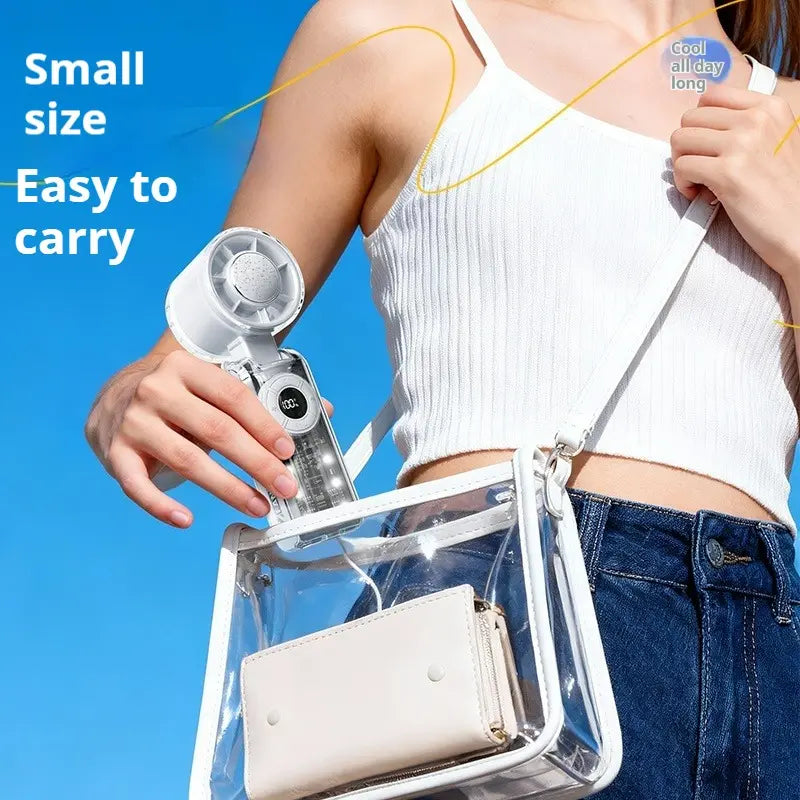 Qawtor 2026 Refrigeration Handheld Turbo Fan, 3600Mah Battery Operated, up to 12 Working Hours, 199-Level Stepless Control with Digital Display, 5-In-1 Handheld/Neck/Desktop Cooling Fan for Travel, Dorm & Office, Fathers Day Gift Portable