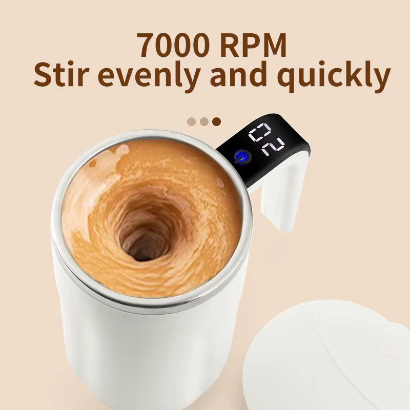 380ML Mini Electric Self-Mixing Coffee Mug - IP67 Waterproof, Food Safe, USB Rechargeable Automatic Magnetic Cup for Tea